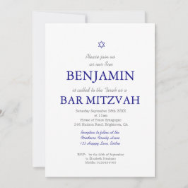 Bar Mitzvah Blue Pattern Star von David Jewish I Einladung