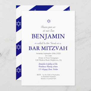 Bar Mitzvah Blue Pattern Star von David Jewish I Einladung