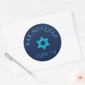 Bar Mitzvah Blue Runder Aufkleber (Umschlag)