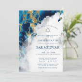 Bar Mitzvah | Blue Sapphire Watercolor Geode (Stehend Vorderseite)