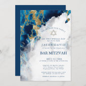 Bar Mitzvah | Blue Sapphire Watercolor Geode (Vorne/Hinten)