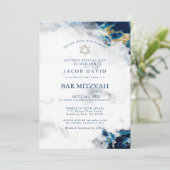Bar Mitzvah | Blue Sapphire Watercolor Geode 2 (Stehend Vorderseite)