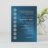 Bar Mitzvah Blue Sheen Silver Stars von David Einladung (Stehend Vorderseite)