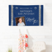 Bar Mitzvah Blue Silver Mazel Tov Glückwunsch Bann Banner (Insitu)