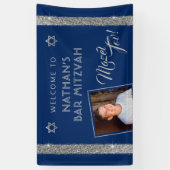 Bar Mitzvah Blue Silver Mazel Tov Glückwunsch Bann Banner (Vertikal)