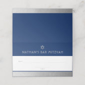 Bar Mitzvah Blue Silver Moderne geflochtene Platzk Platzkarte (Außenseite Aufgefaltet)