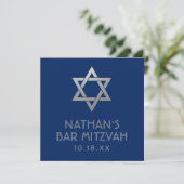 Bar Mitzvah Blue Silver Star von David Mini Sign (Stehend Vorderseite)