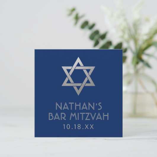 Bar Mitzvah Blue Silver Star von David Mini Sign (Stehend Vorderseite)