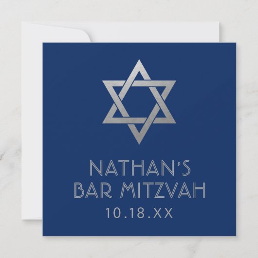 Bar Mitzvah Blue Silver Star von David Mini Sign (Vorderseite)