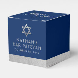Bar Mitzvah Blue & Silver Strip Moderne Gefälligke Geschenkschachtel