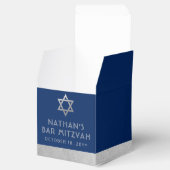 Bar Mitzvah Blue & Silver Strip Moderne Gefälligke Geschenkschachtel (Geöffnet)