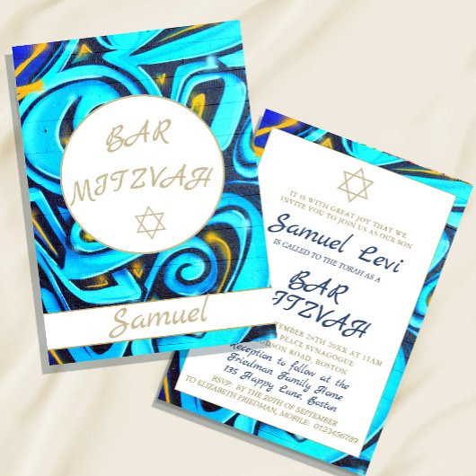 Bar Mitzvah Blue Star der jüdischen Einladung von 