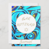 Bar Mitzvah Blue Star der jüdischen Einladung von (Rückseite)
