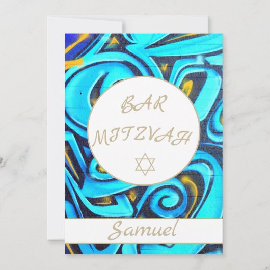 Bar Mitzvah Blue Star der jüdischen Einladung von (Rückseite)