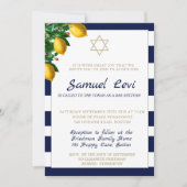 Bar Mitzvah Blue Stripe Modernes Foto Star von Dav Einladung (Vorderseite)