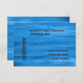 Bar Mitzvah Blue Techno Streaks RSVP Karte (Vorne/Hinten)