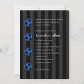 Bar Mitzvah Blue und Black Soccer Ball Einladung (Vorderseite)