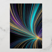 Bar Mitzvah Blue und Gold Rays Folieneinladung (Rückseite)