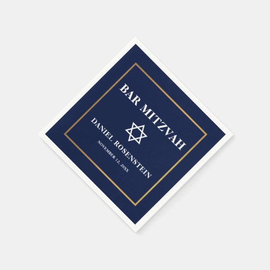 Bar Mitzvah Blue und Gold Serviette (Ecke)