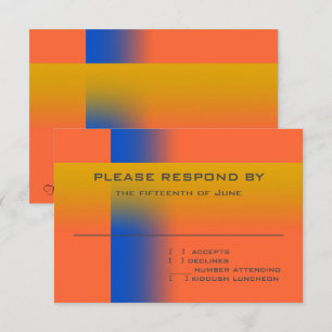 Bar Mitzvah Blue und Gold Zeitgenössische UAWG RSVP Karte