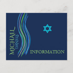 Bar Mitzvah Blue und Green Information Card Begleitkarte