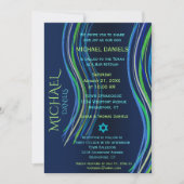 Bar Mitzvah Blue und Green Prayer Shawl Einladung (Vorderseite)