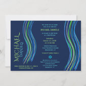 Bar Mitzvah Blue und Green Prayer Shawl Einladung (Vorderseite)