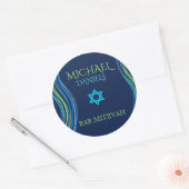 Bar Mitzvah Blue und Green Prayer Shawl Runder Aufkleber (Umschlag)