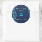 Bar Mitzvah Blue und Green Prayer Shawl Runder Aufkleber (Tasche)