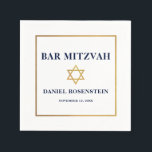 Bar Mitzvah Blue White Gold Serviette<br><div class="desc">Bar Mitzvah Blue White Gold Frame Paper Napkin</div>