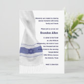 Bar Mitzvah Blue White Star von David Tallit Einladung (Stehend Vorderseite)
