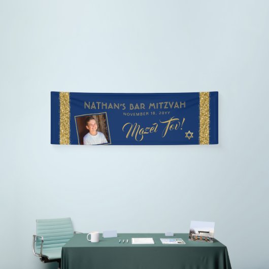Bar Mitzvah Blue Willkommen Mazel ToLarge Banner (Messeveranstaltung)