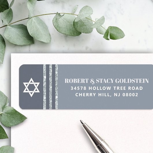 Bar Mitzvah Bold Gray Silver Tallit Rücksendeadres