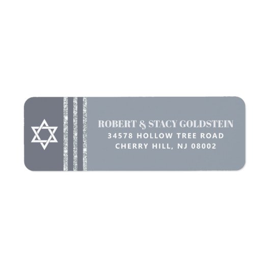 Bar Mitzvah Bold Gray Silver Tallit Rücksendeadres (Vorne)