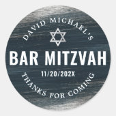 Bar Mitzvah Bold Modern Charcoal Gray Silver Foil Runder Aufkleber (Vorderseite)