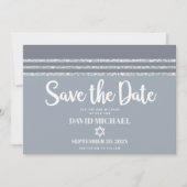 Bar Mitzvah Bold Modern Gray Silver Tallit Script Save The Date (Vorderseite)