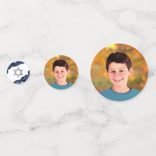 Bar Mitzvah Bold Modern Navy Blue Agate Script Konfetti (Vorderseiten)