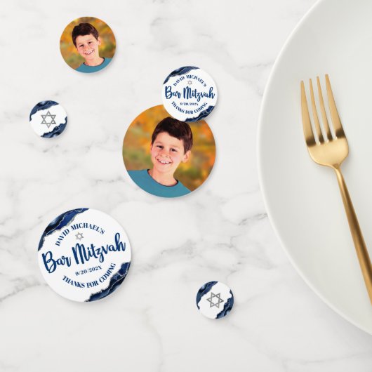 Bar Mitzvah Bold Modern Navy Blue Agate Script Konfetti (Gruppe)