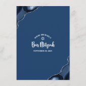 Bar Mitzvah Bold Modern Navy Blue Agate Script Menükarte (Rückseite)