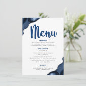 Bar Mitzvah Bold Modern Navy Blue Agate Script Menükarte (Stehend Vorderseite)