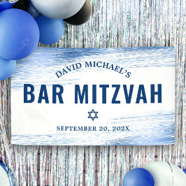 Bar Mitzvah Bold Modern Navy Typografie Blue Foil Banner