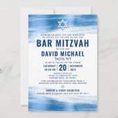 Bar Mitzvah Bold Modern Navy Typografie Blue Foil Einladung (Vorderseite)