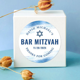 Bar Mitzvah Bold Modern Navy Typografie Blue Foil Runder Aufkleber