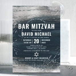 Bar Mitzvah Bold Moderne Silberfolien Holzkohle Gr Einladung