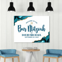 Bar Mitzvah Bold Typografie Türkise Gold Willkomme