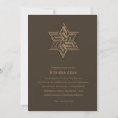 Bar Mitzvah Brown Tones Star von David Einladung (Vorderseite)