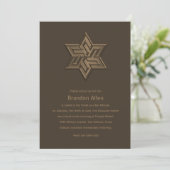 Bar Mitzvah Brown Tones Star von David Einladung (Stehend Vorderseite)