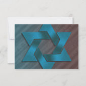 Bar Mitzvah Brown und Aquamariner Star von David U RSVP Karte (Vorderseite)