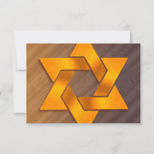 Bar Mitzvah Brown und Orange Star von David UAWG RSVP Karte