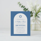 Bar Mitzvah Budget Classic Blue Arch Einladung (Stehend Vorderseite)